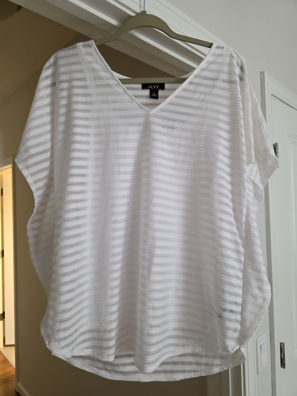 ALYX White Textured V-Neck Women's Top